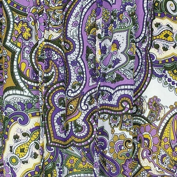 Michele Michelle Boho Paisley Blouse Top Small Purple Green White - Picture 2 of 5